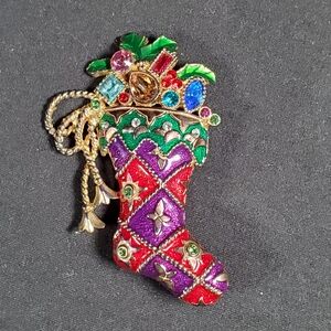 Vintage Christopher Radko Stocking Brooch